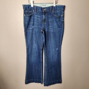 Lands End Womens Low Rise Fit & Flare Dark Wash Jeans-Size 33